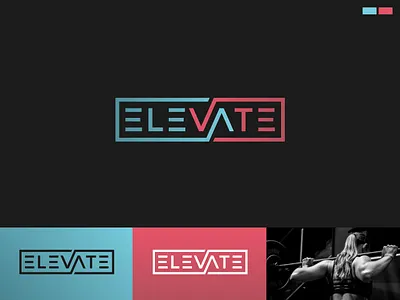 Elevate Fitness blue and red branding coach color palette elevate elevation fitness futuristic graphic design gym illustration logo logo design modern personal trainer rectangular vector vector design