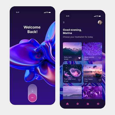 Meditation App Design app design graphic design ui ux