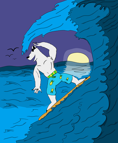 Night Surfing design graphic design illustration vector