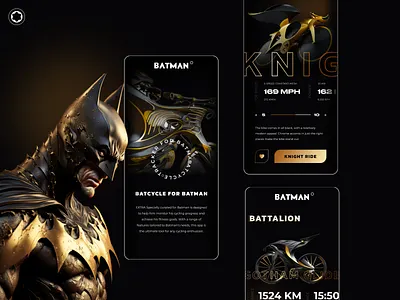 Bicycle Tracker App for BATMAN appdesign batman batmanapp bicycletracker bicyle branding darkapp design elite goldapp graphic design logo mobileapp ui uidesign uiux ux website