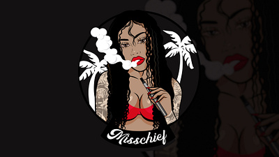 Mascot Logo Vape Girl art girl logo mascot mascot logo palm palme smoke tatoo