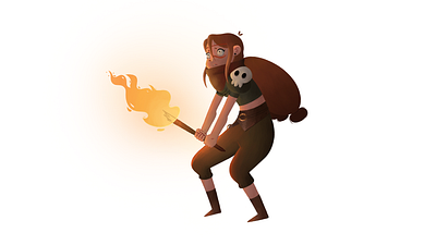 Fire🔥 art character concept digital drawing emotion fire girl illustration lost pen scared skull