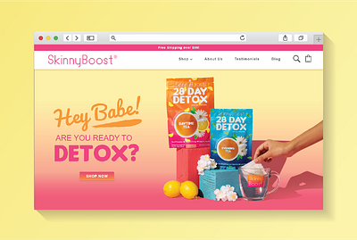 SkinnyBoost's Vibrant and Feminine Website eccommerce homepage shopify web design website
