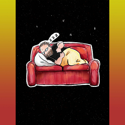 ZZZ character design illustration night sleep sofa