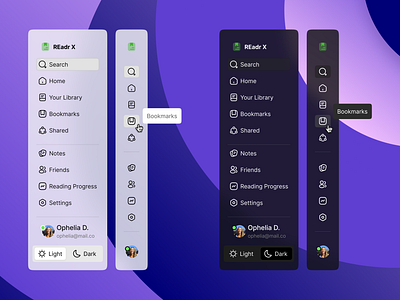 Side Bar UI design for a book app. design sidebar ui uidesign userinterface webdesign