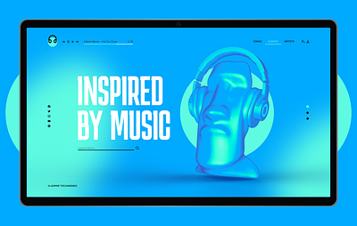 Inspired by Music - Music Player Homepage Concept 3d design homepage landing minimalism music music player trendy typography ui ux web