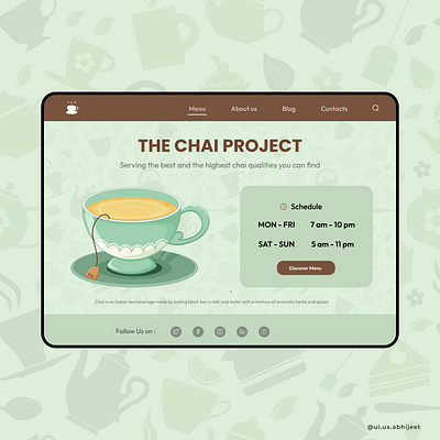 THE CHAI PROJECT - LANDING PAGE adobexd app app design chai figma graphic design green min minimal mobile app ui uiux ux webs website
