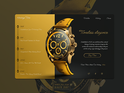 Heritage Time : Landing Page UI adobexd black branding elegant figma gold gold website inspiration minimal royal time website ui uiux ux watch watch website webdesign website