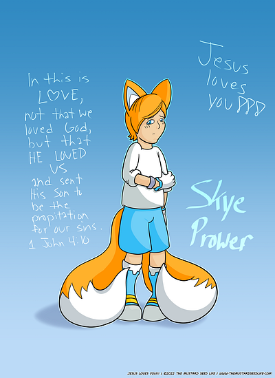 Human Skye Prower Fanart cartoon character digital fan art fanart illustration jesus loves you!!! sonic sonic the hedgehog style stylized tails the mustard seed life