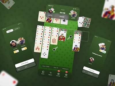 Card Game Interface app casino design dynamics entertainment fun gambling game game design graphic design illustration inter ios like mobile playing cards poker solitaire top ui