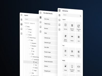 Visual builder sidebar icons navigation sidebar ui ux uxui visual builder