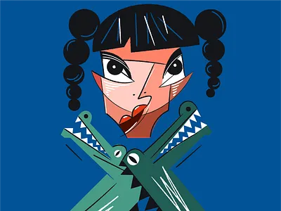 Crocs abstract adobe illustrator animal character composition contrast crocs cubism face geometrical girl graphic design hand drawn layout nature pattern poster vector