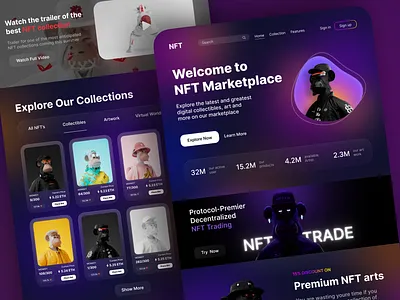 NFT Website UI Concept concept crypto design graphic design landing page like minimalism nft ui ui concept ui design web web design website website concept website design