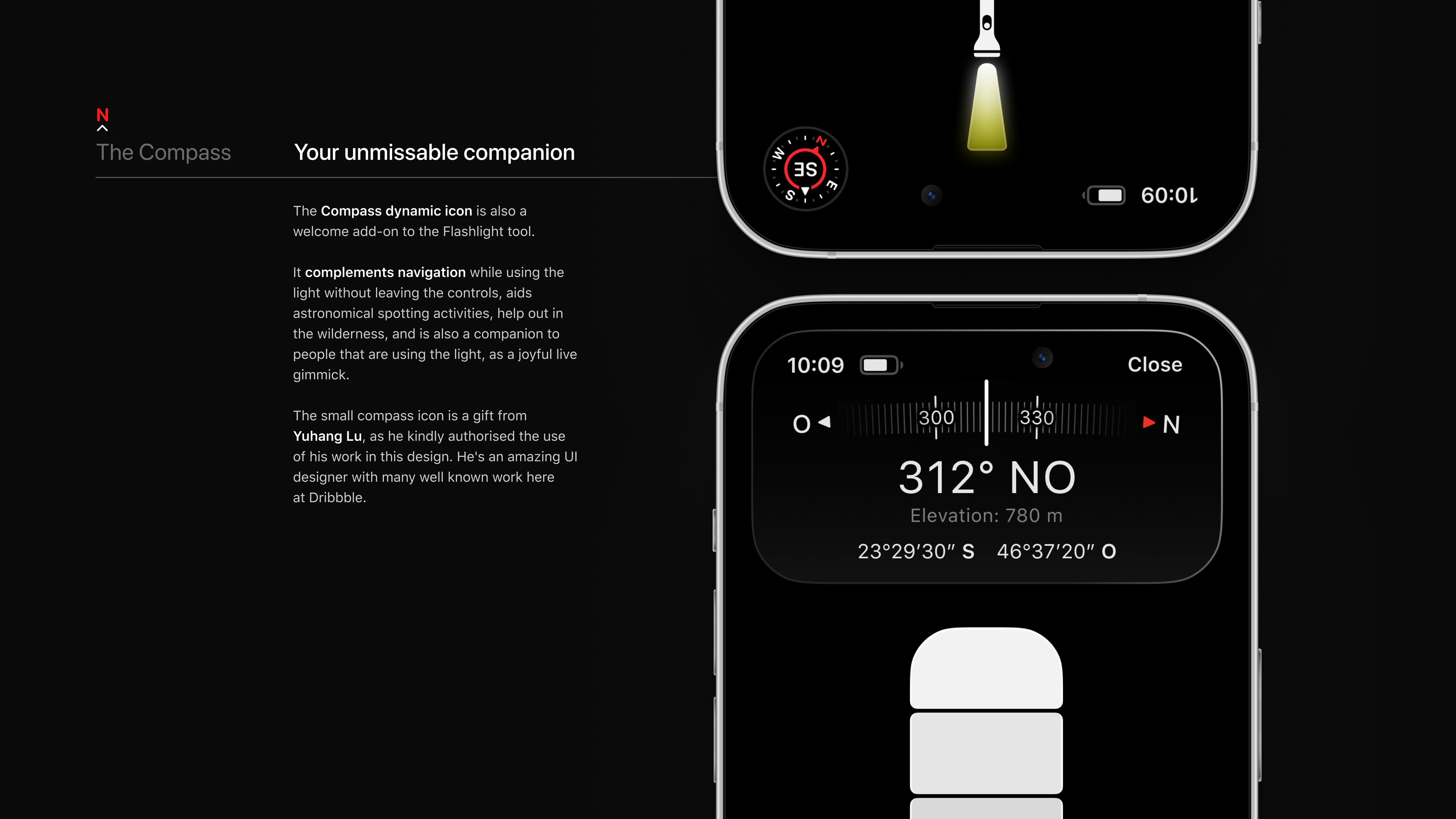 The Compass - Your unmissable companion (interface example)