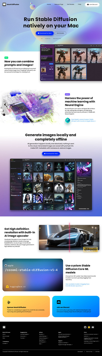 AI Art Generation Website design ai ai art ai image ai image generation app design apple mac macos mochi diffusion stable diffusion swift ui ux web design xcode