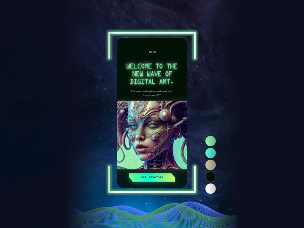 NFT App UI Concept - Glowing Neon 01 bold colors gaming illustration mobile app neon nft ui