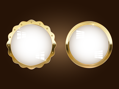 Golden Badges badge cool frame glossy gold golden inspiration label medal metal metallic ornament realistic ring round shiny sparkles star vector white