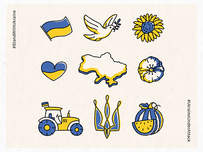 Icons for Ukraine art design digital art flower graphic design iconography icons illustration peace procreate tryzub ukraine