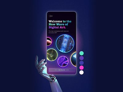NFT App UI Concept - Glowing Neon 02 bold colors illustration mobile app neon nft ui