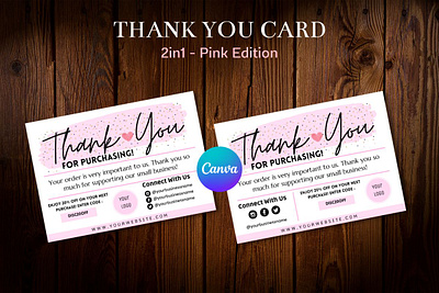 Thank You Card 2in1 Pink graphic design