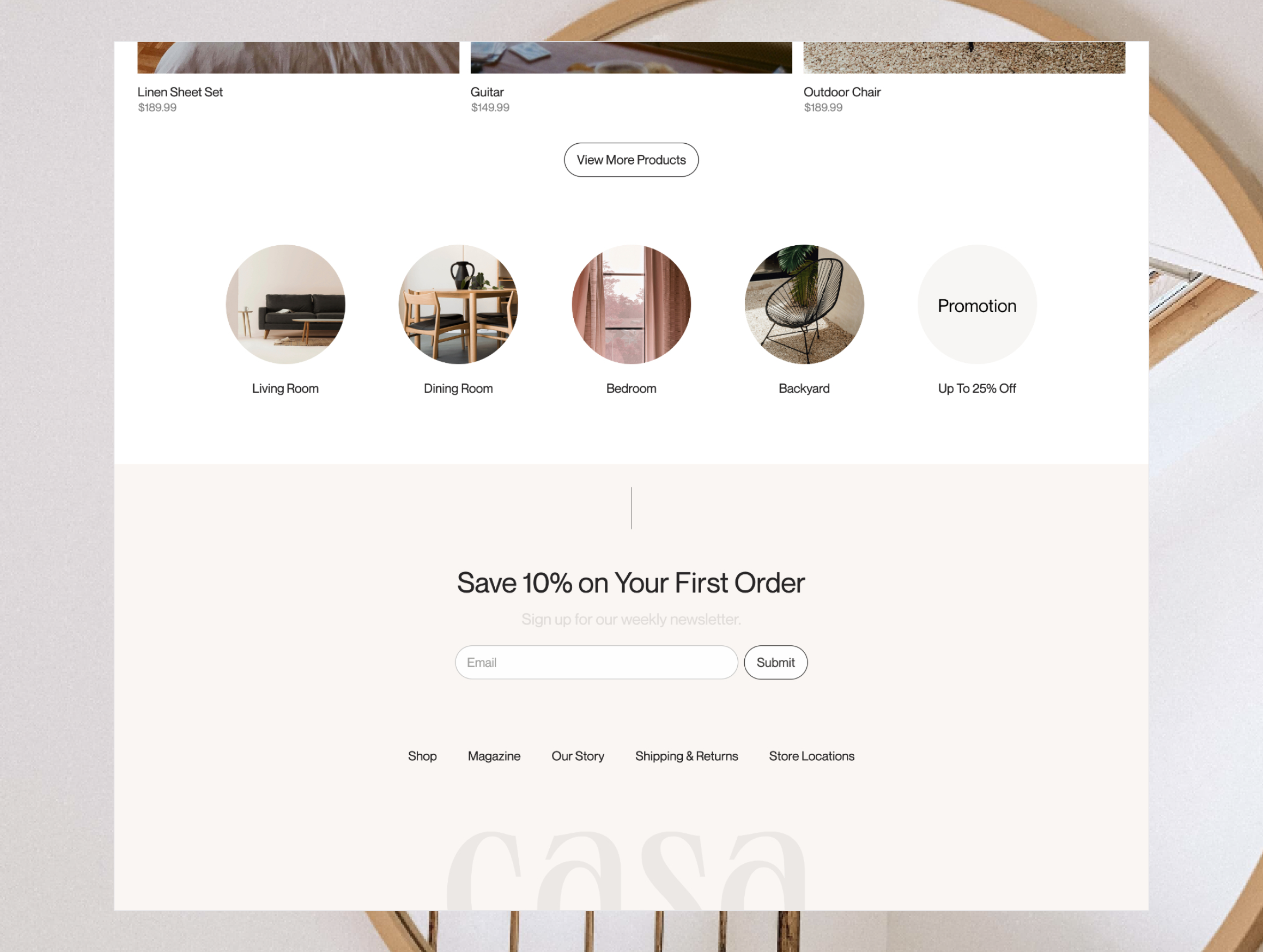CASA - Footer category navigation footer