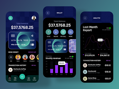 Finance Management App UI(dark ui) app app design awe bank banking app finance finance app finance management fintech ios mobile app money