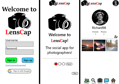 HFP LensCap App adobe xd design entry level logo ui ux