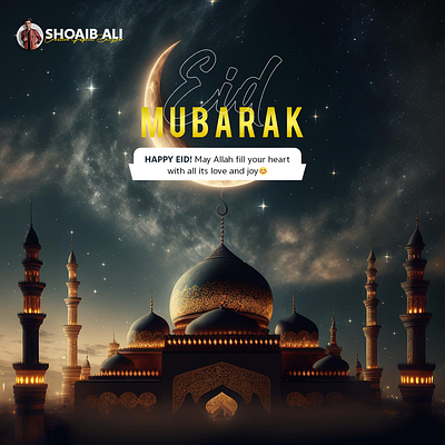 Happy EID Mubarak Post Design 3d animation arabic branding design eid eidmubarak facebook post graphic design illustration islamaic logo motion graphics ramadan ui