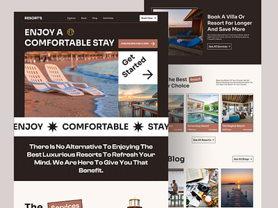 Resort Website Design hotel booking landing page design resort booking resort landing page resort website travel landing page travel ui design travel wwesite ui ux web design website design