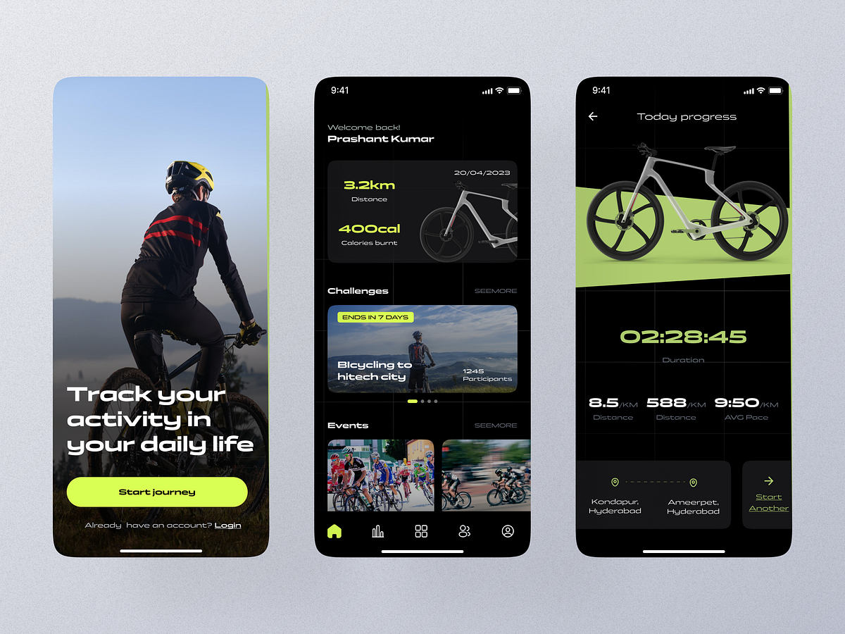 Bicycle Tracker App by Prashant kumar on Dribbble
