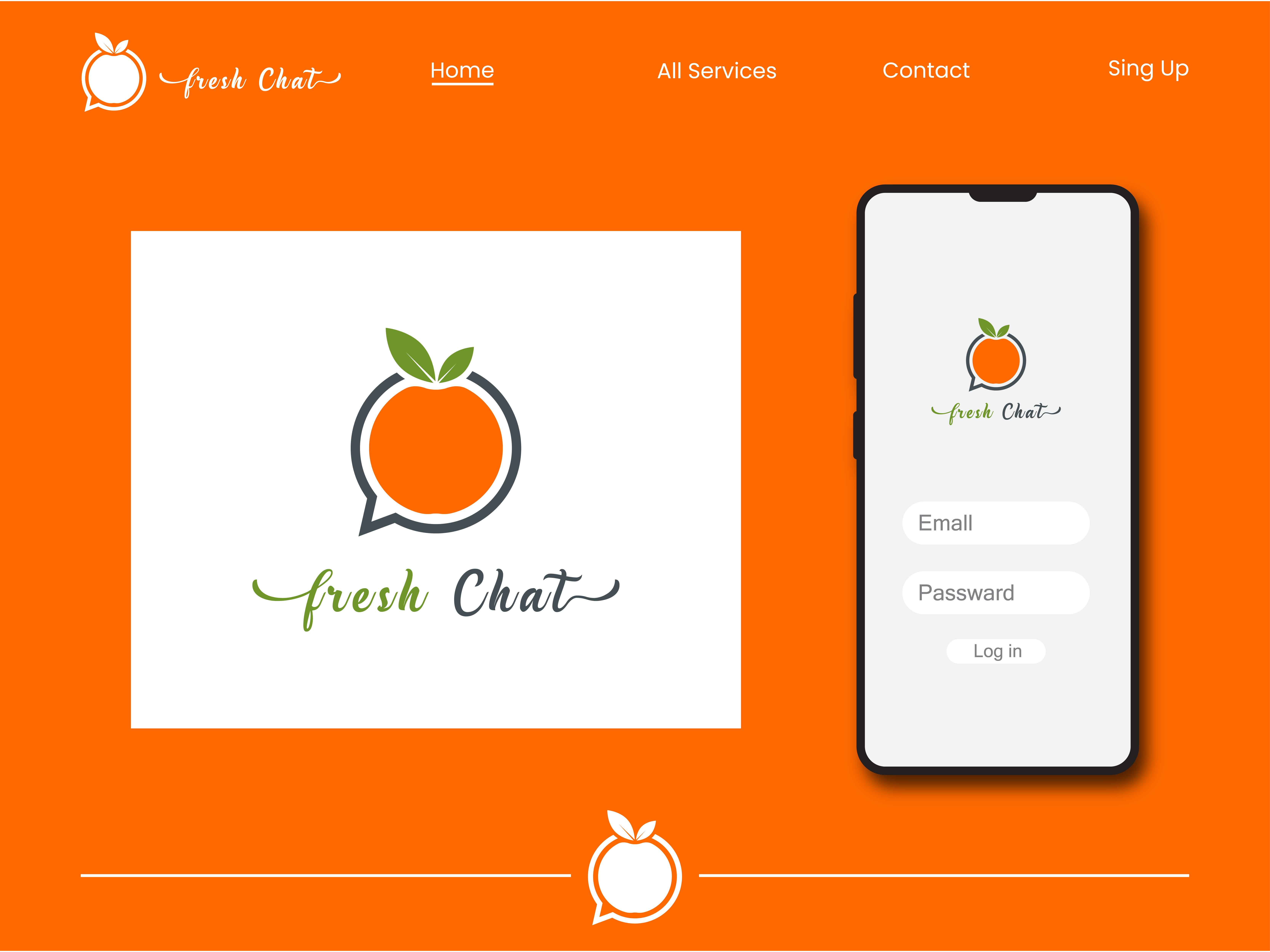 Fresh chat logo design. chat with orange fruit logo by pixivect on Dribbble