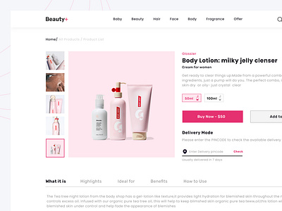 Product detail page of e-commerce 🌸 beauty beautypage branding design detailpage ecommerce figma figmadesign product splash screen ui uidesign uiux ux website websites