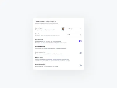 Business hours | Settings auto business hours caller id clean completed desktop ecord call enable form icon manage menu name phone menu phone number saas settings steps typing workspace