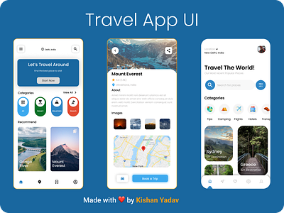 Travel App UI Design in Figma graphic design ui