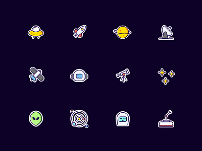 Space Sticker Icons explorations icondesign icons space space icon set space icons