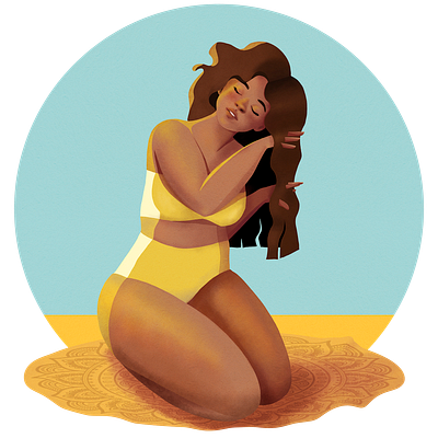 Wannabe self portrait beach blue digitalpainting huion hummingrobin illustration photoshop selfportrait summer sunbathing tan yellow