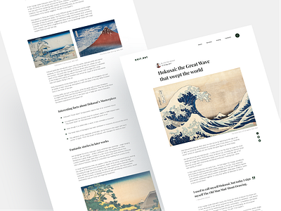 Art article page | Blog art article artist blog concept design great wave hokusai page post typography ui ux web design