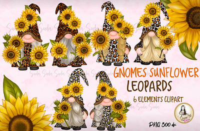 Gnomes Sunflower Leopard animation branding cilpart design gnome graphic design illustration leopard logo sunflower
