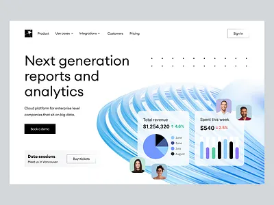 Next gen reports & analytics web design analytics clean data design enterprise insights landing page minimal reports saas software ui web webflow webpage website