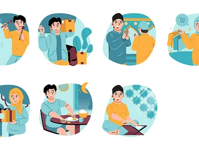 Ramadhan and Ied Mubarrak Illustration Set design graphic design ied ied mubarrak illustration lebaran ramadhan ui vector website