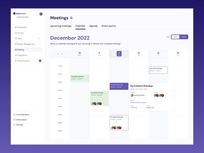 Calendar Section design ui ux