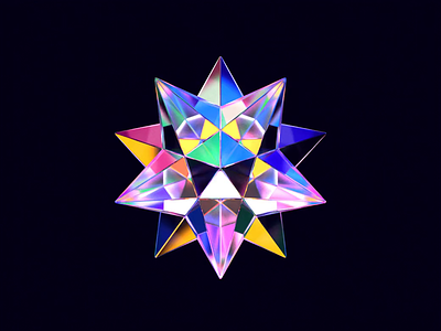 Stellated Dodecahedron 3d 3dart ai animation b3d blender colorful crypto dodecahedron genesis glass icon illustration logo motion nft render star stellated