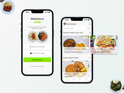 KOOK Recipe App accessibility design african foods food recipes foood interaction design interactive design mobile design nigerian food ui design ux design