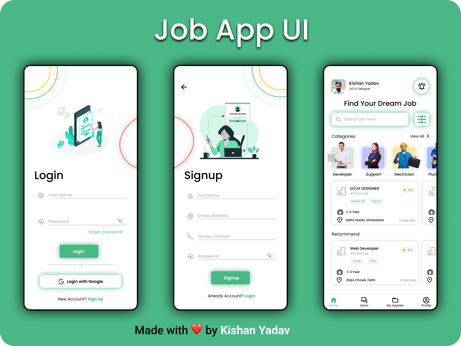 Job Finder App UI in Figma by Kishan Yadav on Dribbble