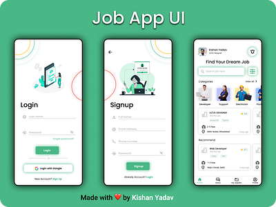 Job Finder App UI in Figma by Kishan Yadav on Dribbble