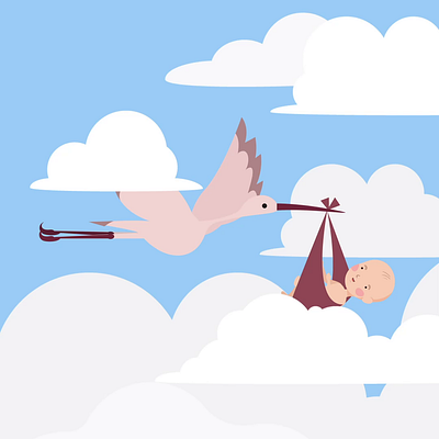 Stork and Baby animation motion graphics