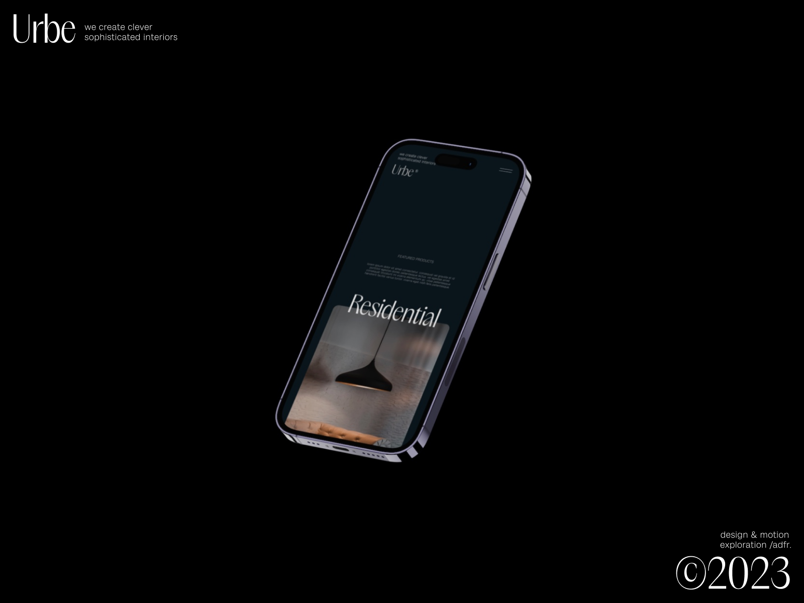 Urbe™︎ - ©2023 / Motion Exploration. animation branding design e commerce design and motion ecommerce motion design product page typography ui userinterface ux