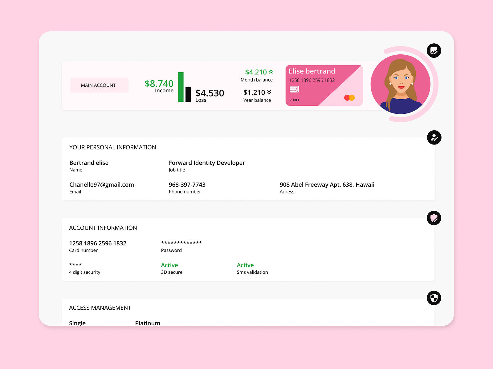 User Profil | Bank account – UI/UX JustDotCom by JustDotCom Annecy on ...