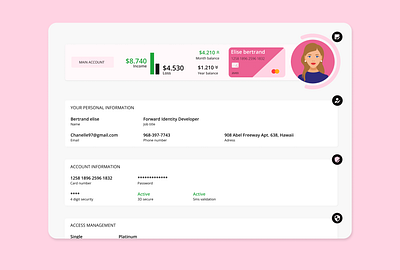 User Profil | Bank account – UI/UX JustDotCom account bank dailyui design profil ui user ux