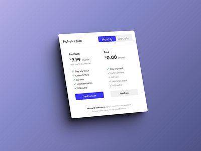 Subscription UI element (light) productdesign ui uiux ux